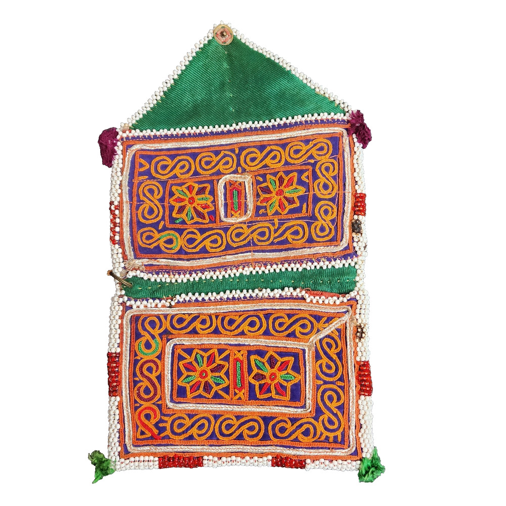 Kuchi Embroidered Pouch Wallet Afghan Handmade Beaded Dual Pocket